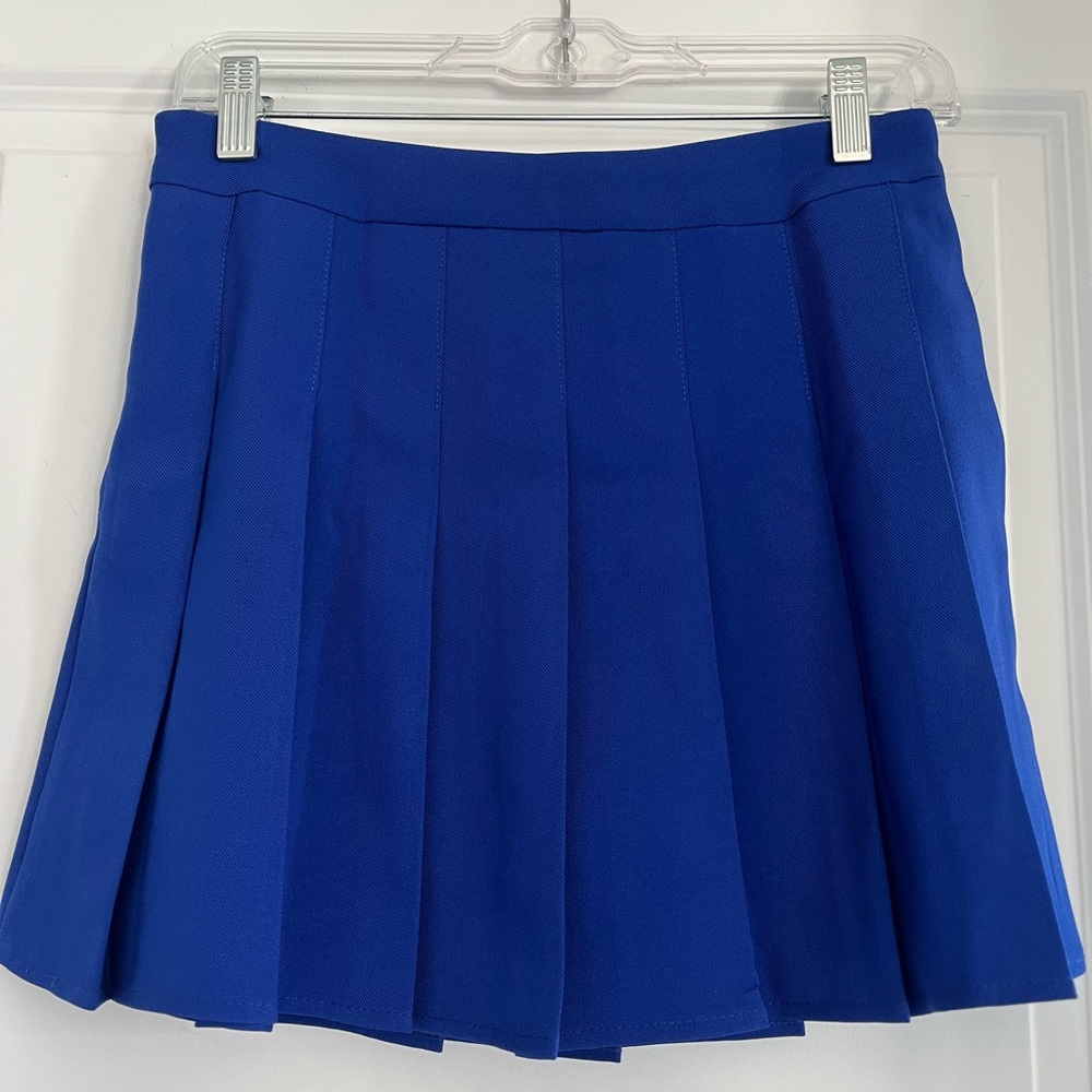 Pleated Blue Mini Skirt